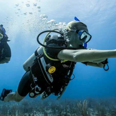 2 people scuba diving