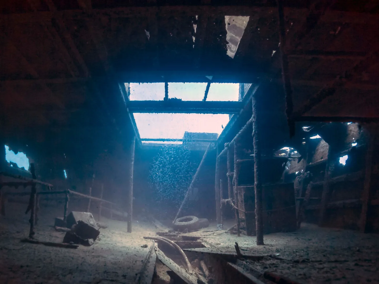inside undewater ship wreck