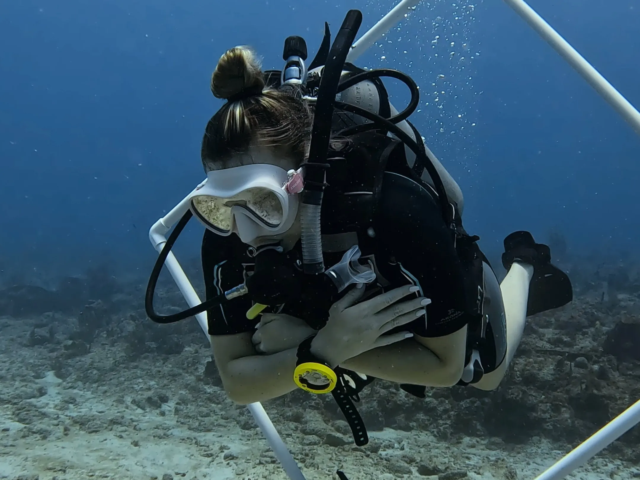 scuba diver practicing buoyancy techniques